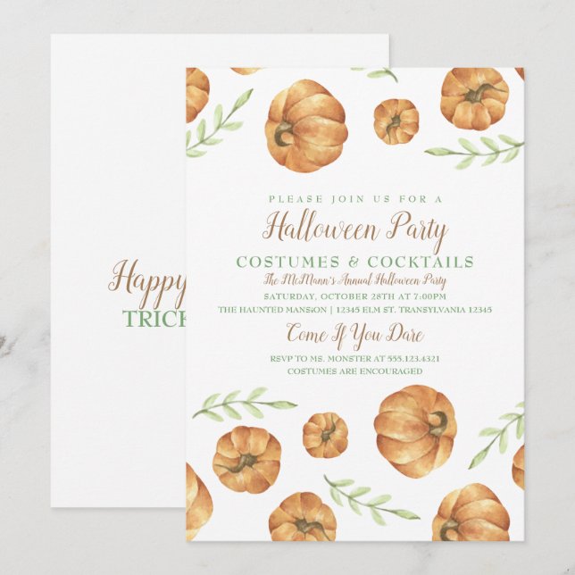 Invitation Citrouille du Festival d'automne (Devant / Derrière)