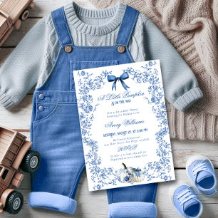 Invitation Citrouille Dusty Blue Whimsical Baby shower floral