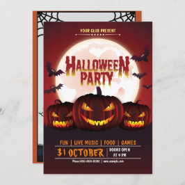 Invitation Citrouille effrayant Jack-o'-lantern Halloween Par