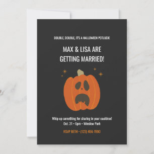 Invitation Citrouille effrayé simple noir mariage halloween 