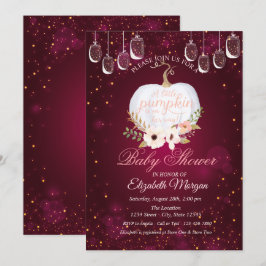 Invitation Citrouille élégant, Lumières, Baby shower Bourgogn