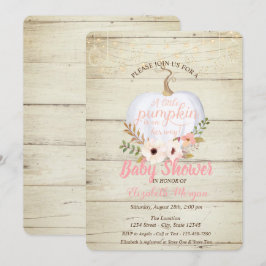 Invitation Citrouille élégant, Texture bois, Baby shower flor