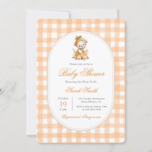 Invitation Citrouille En vichy Baby shower fille