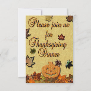 Invitation Citrouille et Feuilles de Thanksgiving