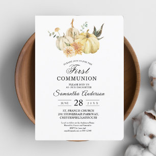 Invitation Citrouille et fleurs à l'aquarelle automnale tenda