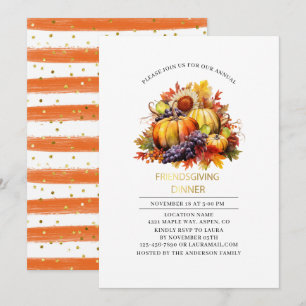 Invitation Citrouille Fall Friendsgiving dîner aquarelle