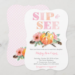 Invitation Citrouille Fall Sip et voir New Baby Party