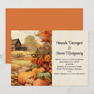 Invitation Citrouille ferme automne récolte Mariage d'automne
