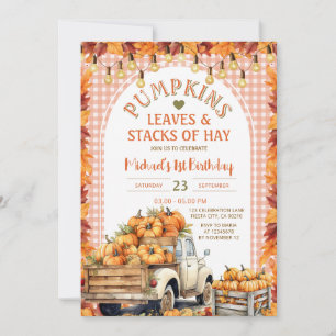 Invitation Citrouille Feuilles et piles de foin automne Anniv