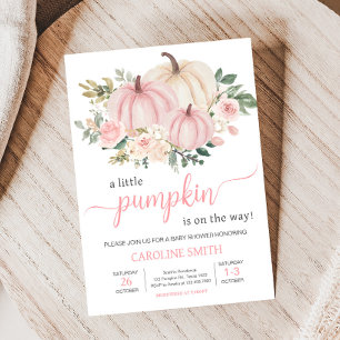 Invitation Citrouille Fleurie Rose d'Automne