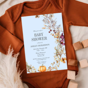 Invitation Citrouille Floral Automne Boho Baby shower Invitat