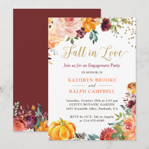 Invitation Citrouille Floral Gold Engagement Party