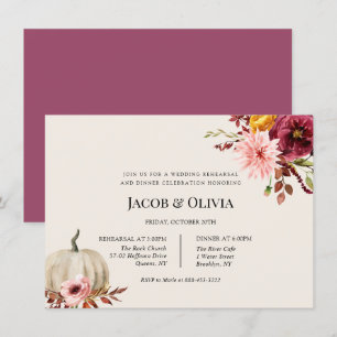 Invitation Citrouille Floral Mariage Dîner de répétition invi