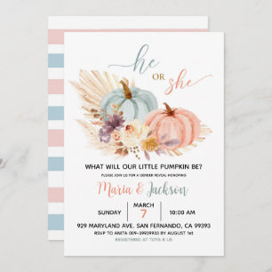Invitation Citrouille floral rustique Baby Genre Reveillez In