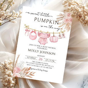 Invitation Citrouille Floral Vêtements de bébé  Baby shower d