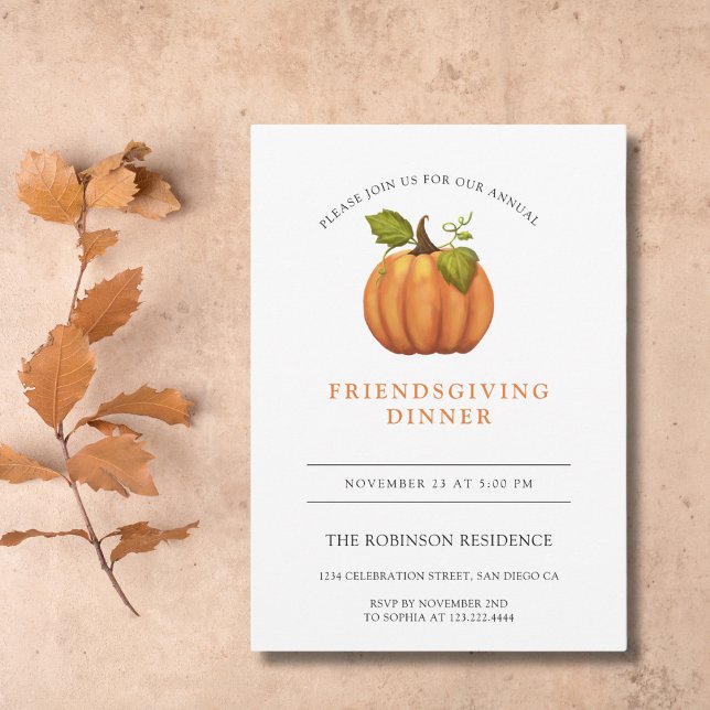 Invitation Citrouille Friendsgiving Thanksgiving (Créateur téléchargé)
