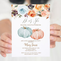 Citrouille Genre Révéler Rustique Floral Invitatio