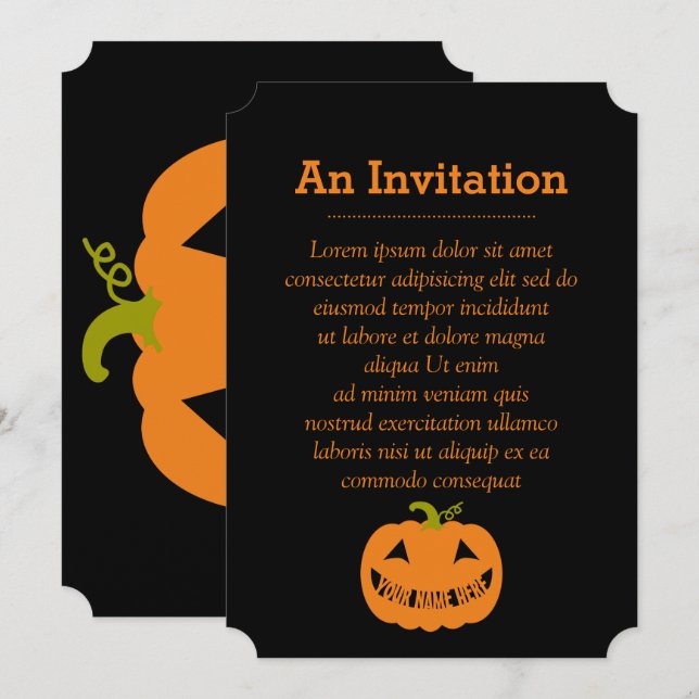Invitation Citrouille Halloween personnalisé (Devant / Derrière)