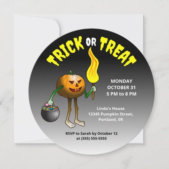 Invitation Citrouille Halloween Trick ou Treat Party (Devant)