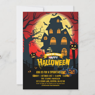 Invitation Citrouille Haunted House Spooktacular Halloween Pa