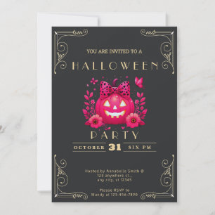 Invitation Citrouille Jack-O' Lantern Halloween Black & Or su