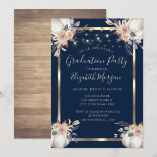 Invitation Citrouille, Lumières, Bois, Fête de Graduation de 
