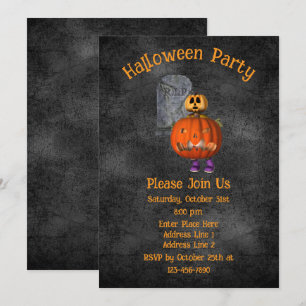 Invitation Citrouille Man Tombstone Halloween