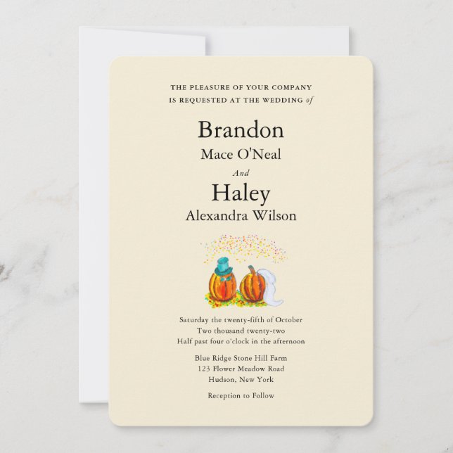 Invitation Citrouille mariage de automne (Devant)