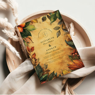 Invitation Citrouille Mariage floral épice