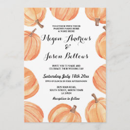 Invitation Citrouille Mariage rougissant Citrouilles d'aquare