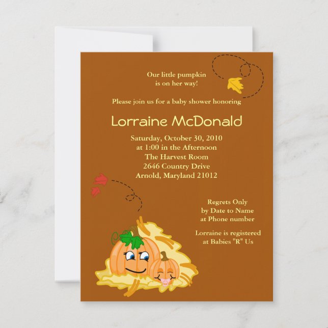Invitation Citrouille mignon Automne Baby shower d'automne In (Devant)