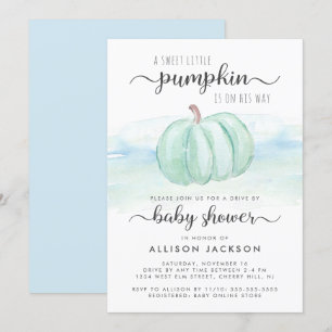 Invitation Citrouille Mint Blue Baby Boy Drive Par Douche