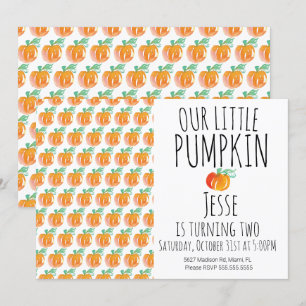 Invitation Citrouille Moderne de petite Halloween à l'aquarel