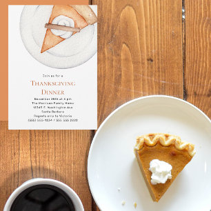 Invitation Citrouille moderne Thanksgiving Diner Pie