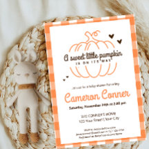 Citrouille Motif Plaid Sur Son Chemin Baby shower