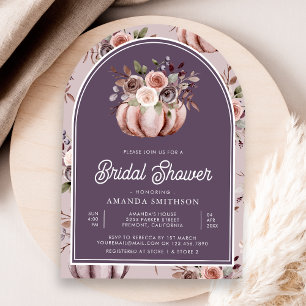 Invitation Citrouille Neutre Floral Pale Purple Fête des mari