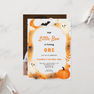 Invitation Citrouille orange fantôme aquarelle Anniversaire H