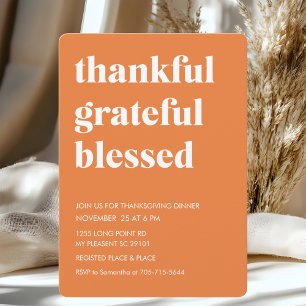 Invitation Citrouille Orange Merci gracieux béni