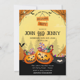 Invitation Citrouille orange moderne Automne Halloween Costum