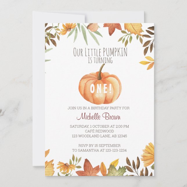 Invitation Citrouille Patch Anniversaire (Devant)