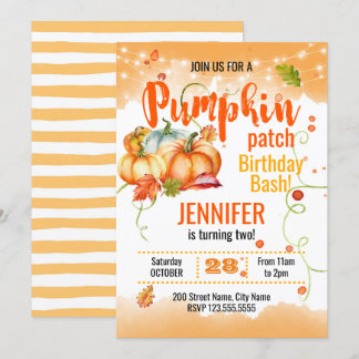 Invitation Citrouille Patch Anniversaire Bash