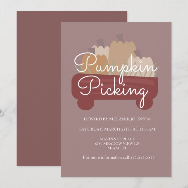 Invitation Citrouille Patch Citrouille Picking Flyer (Devant / Derrière)