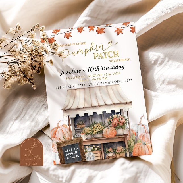 Invitation Citrouille Patch Kid's Any Age Anniversaire Invita (Créateur téléchargé)