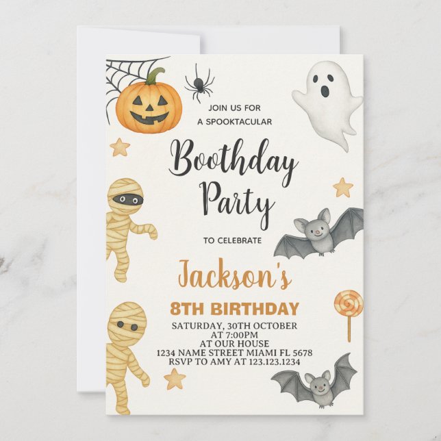 Invitation Citrouille Patch Kids Halloween Anniversaire Invit (Devant)