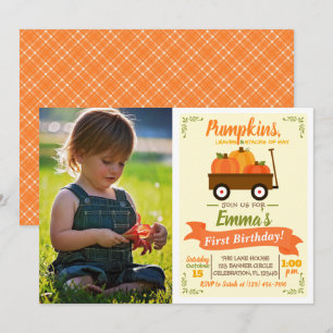 Invitation Citrouille Patch Wagon Automne Photo Anniversaire 