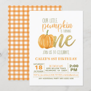 Invitation citrouille pour le premier anniversaire