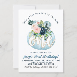 Invitation citrouille pour le premier anniversaire