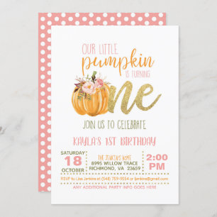 Invitation citrouille pour le premier anniversaire