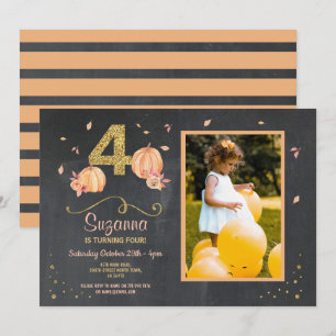 Invitation Citrouille QUATRE Anniversaire 4e Automne Invitati