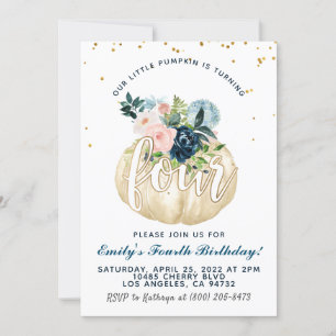 Invitation citrouille quatrième anniversaire